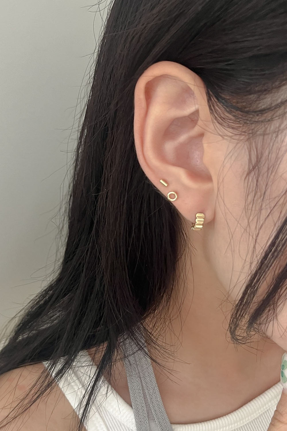 14k fence cutting one touch earring