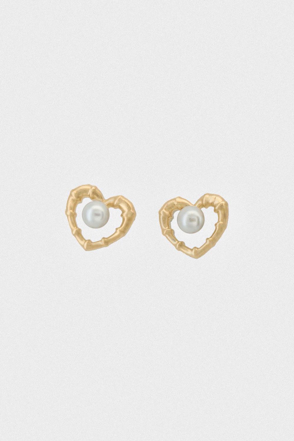 14k pearl in heart earrings (1 pair) - 4MiLi (フォーミリ)