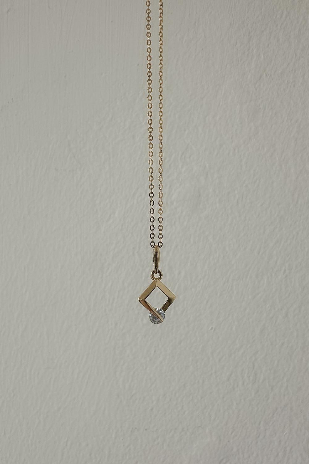 14k rombus line cubic necklace - 4MiLi (フォーミリ)