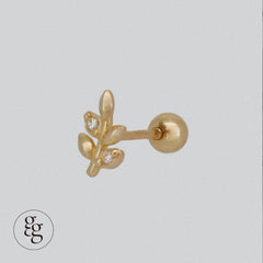 14k leaf cubic piercing 21G