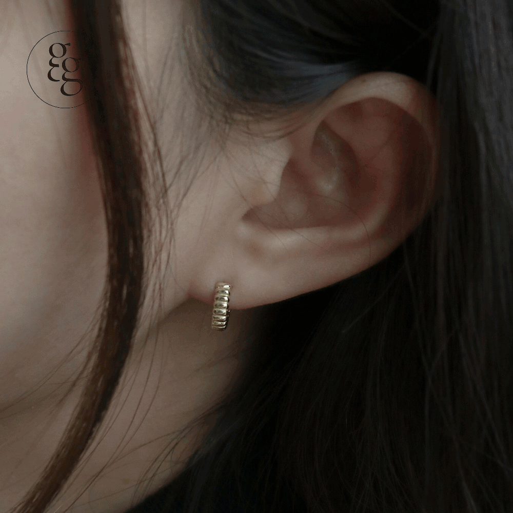 14k log one touch ring earring - 4MiLi (フォーミリ)