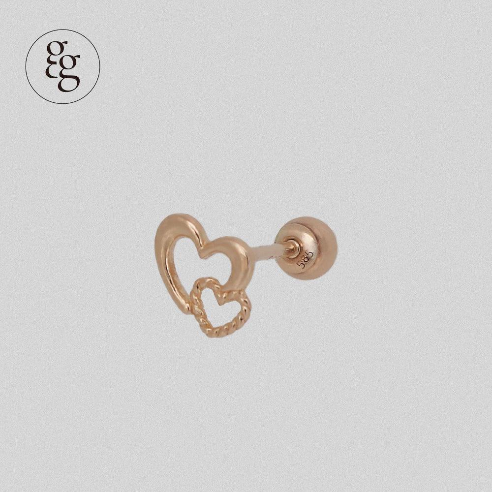 14k double heart piercing 21G - 4MiLi (フォーミリ)