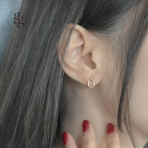 14k oval hinge earrings (1 pair) - 4MiLi (フォーミリ)