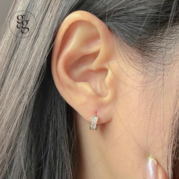 ピアス LESS IS MORE Single sale 14K gold cubic one-touch earrings single earring]14K gold cubic one touch earring - Less is