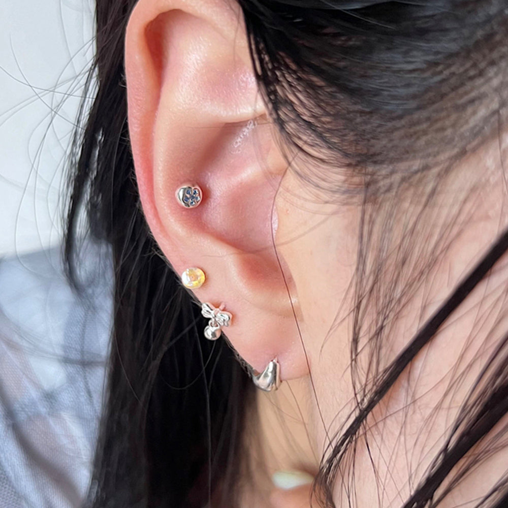 [925 Silver] Pure Round 18G (3Type) Body Piercing Back Piercing 