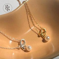 silver925 pearl pretzel necklace (2color) - 4MiLi (フォーミリ)