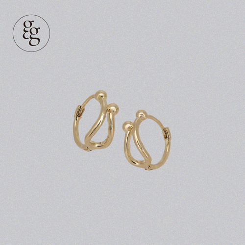 14k double ball loop one touch ring earring - 4MiLi (フォーミリ)