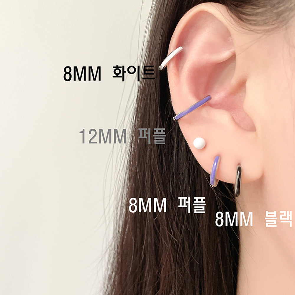 [Surgical] ต่างหูเคลือบสี One-Touch (2 ขนาด) 18G เส้นผ่านศูนย์กลางภายใน 12mm 8mm 