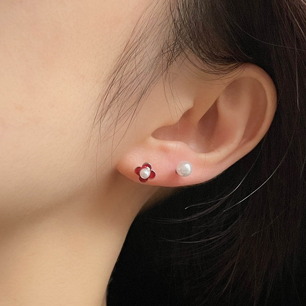 [Surgical] Pearl Color Four-leaf Flower Piercing (3 Colors) 16G 