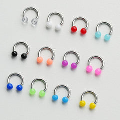 カラーアクリル サーキュラーバーベル ピアッシング(12Color) 16G - 4MiLi (フォーミリ)