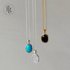 silver925 oval gemstone necklace (3type) - 4MiLi (フォーミリ)