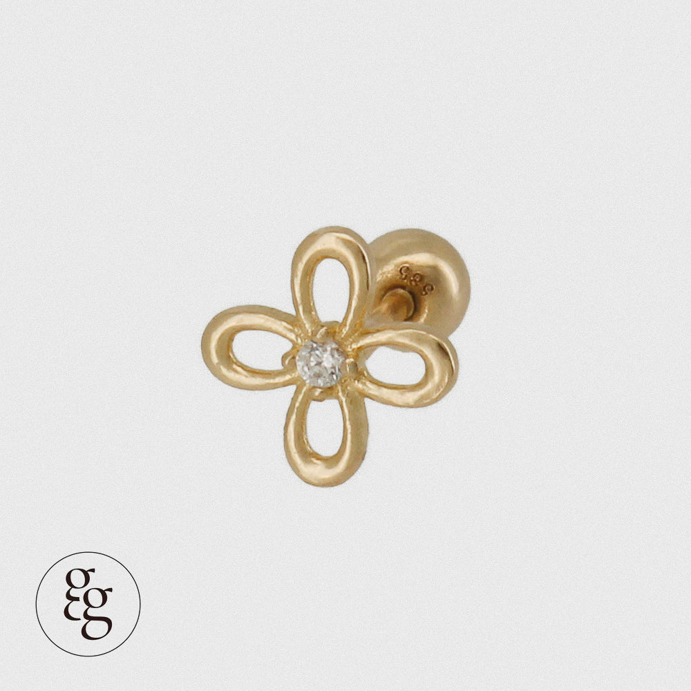 14k line cubic flower piercing 21G