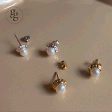 silver925 hammering pearl earrings (2color) - 4MiLi (フォーミリ)