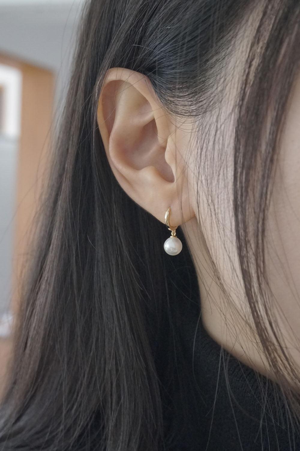 14k pearl drop one touch ring earrings - 4MiLi (フォーミリ)