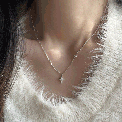 [925 Silver]ダブル スパーク スター ネックレス (2color) - 4MiLi (フォーミリ)