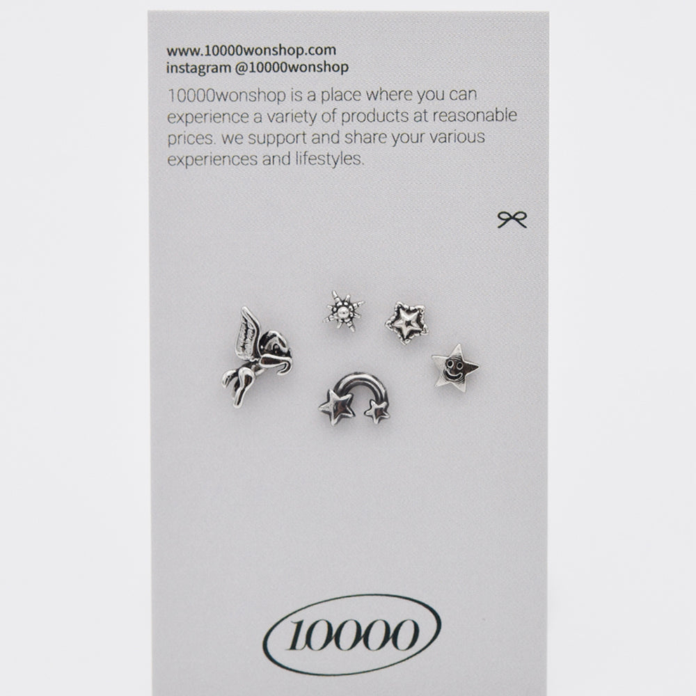 [Set of 5] [Surgical] Antique Star Country 16G Body Piercing Back Piercing Cartilage Piercing 