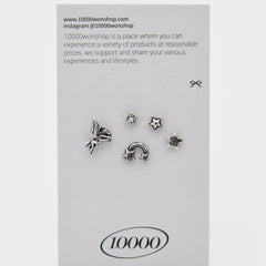 [Set of 5] [Surgical] Antique Star Country 16G Body Piercing Back Piercing Cartilage Piercing 