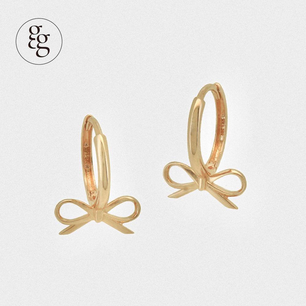 14k ribbon drop one touch earrings (1 pair) - 4MiLi (フォーミリ)