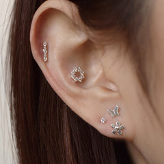 [925 Silver] Love Flower 19G Body Piercing Back Piercing Cartilage Piercing 