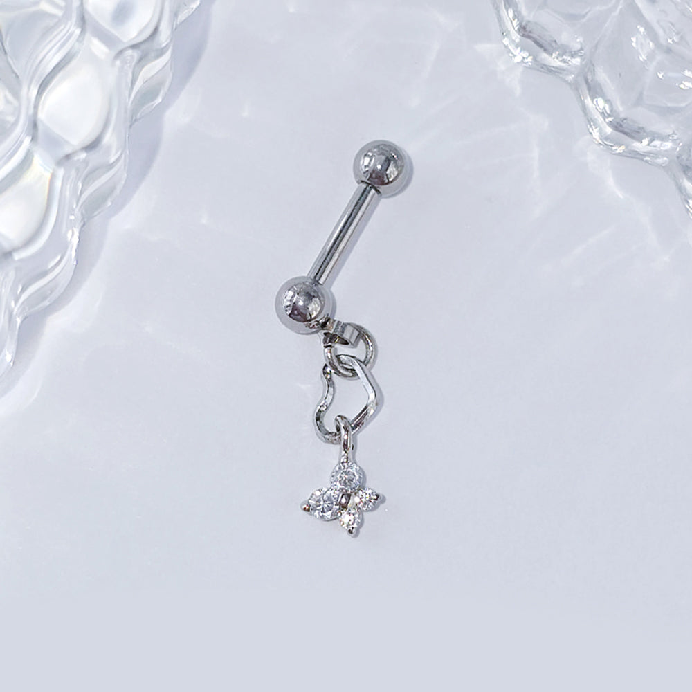 [Surgical] Petite Butterfly Chain Heart Piercing 16G 