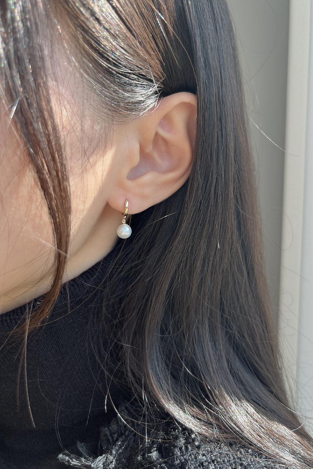 14k pearl drop one touch ring earrings - 4MiLi (フォーミリ)