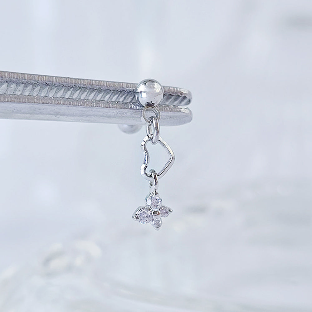 [Surgical] Petite Butterfly Chain Heart Piercing 16G 