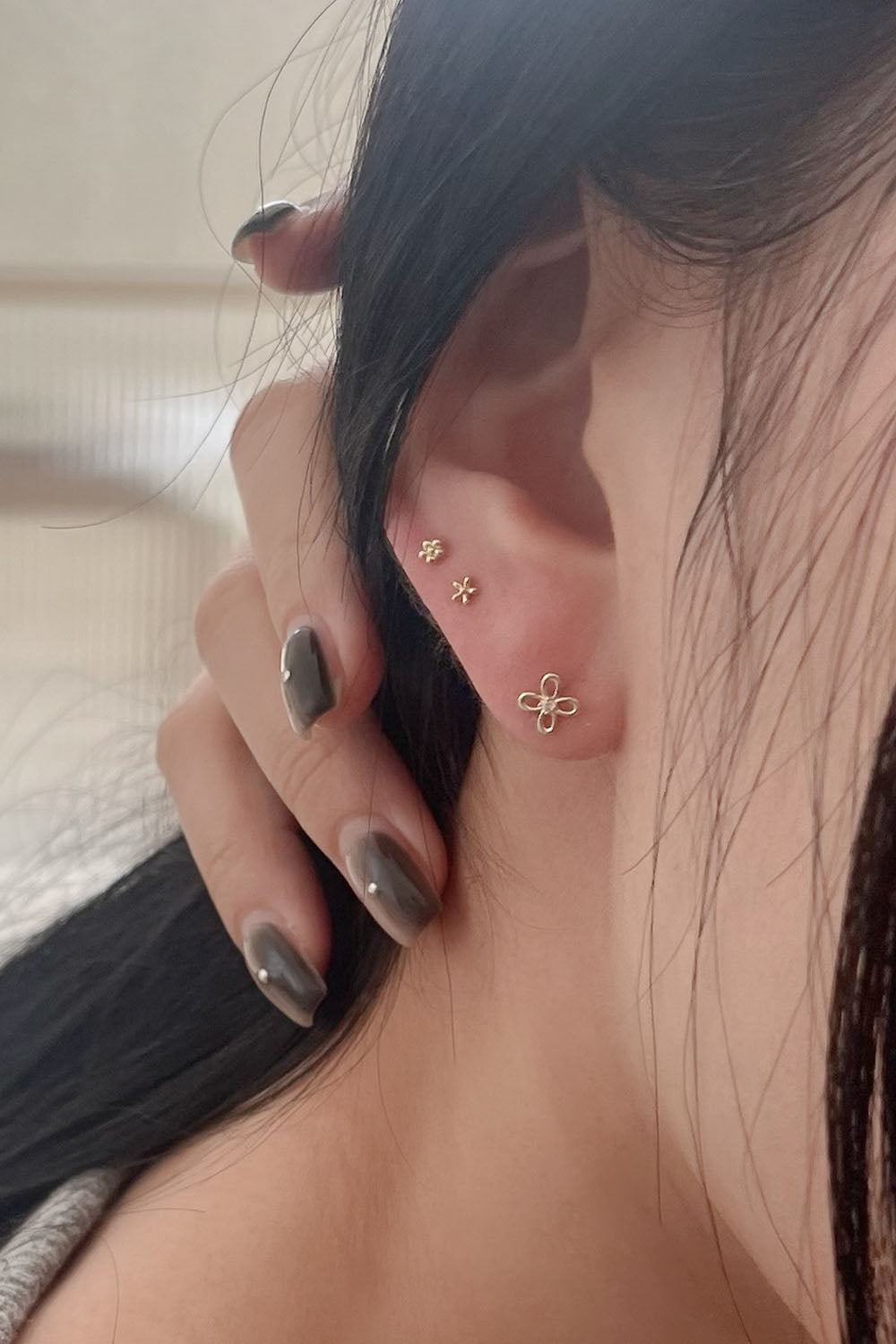 14k petit flower piercing (2type) 21G