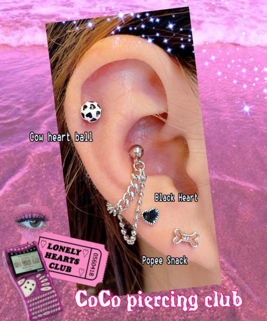 [Surgical]Kitch Heart Ball 16G (2 Colors) Body Piercing Cartilage Piercing Single Ear 