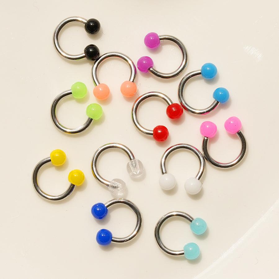 カラーアクリル サーキュラーバーベル ピアッシング(12Color) 16G - 4MiLi (フォーミリ)