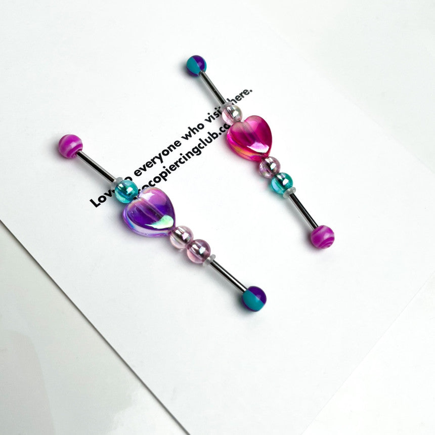 [Surgical] Heart Rod Industrial (3 Colors) 16G Body Piercing COCO.MADE 