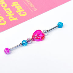 [Surgical] Heart Rod Industrial (3 Colors) 16G Body Piercing COCO.MADE 