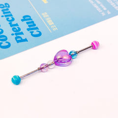 [Surgical] Heart Rod Industrial (3 Colors) 16G Body Piercing COCO.MADE 