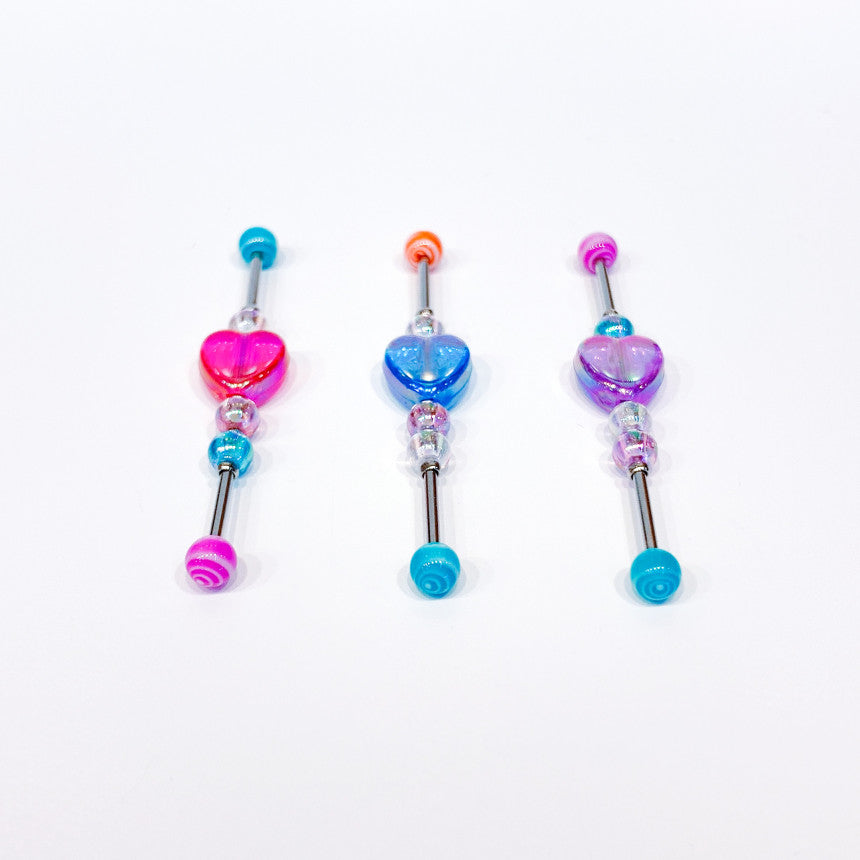 [Surgical] Heart Rod Industrial (3 Colors) 16G Body Piercing COCO.MADE 