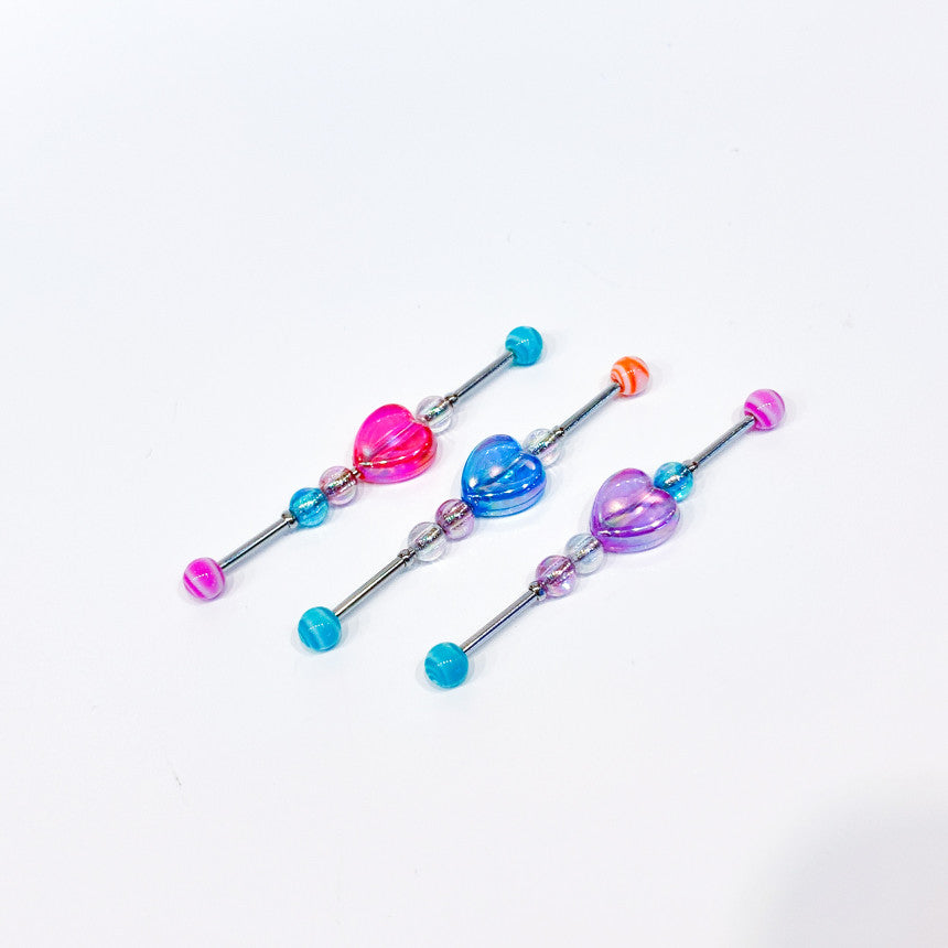 [Surgical] Heart Rod Industrial (3 Colors) 16G Body Piercing COCO.MADE 