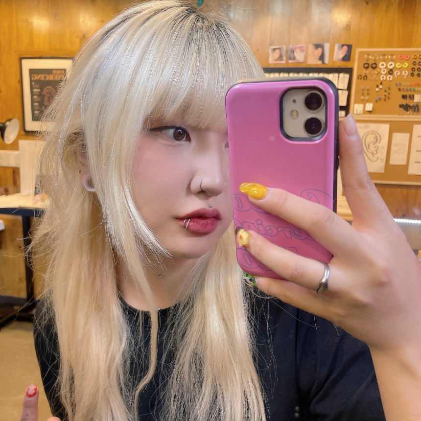 【リップピアス】ダブルラインキュービックリング オールサージカルステンレス (2Type) 唇ピアス ボディピアス 16G