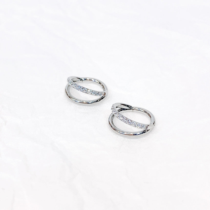 【リップピアス】ダブルラインキュービックリング オールサージカルステンレス (2Type) 唇ピアス ボディピアス 16G