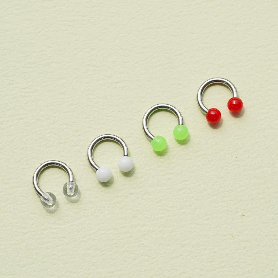 カラーアクリル サーキュラーバーベル ピアッシング(12Color) 16G - 4MiLi (フォーミリ)