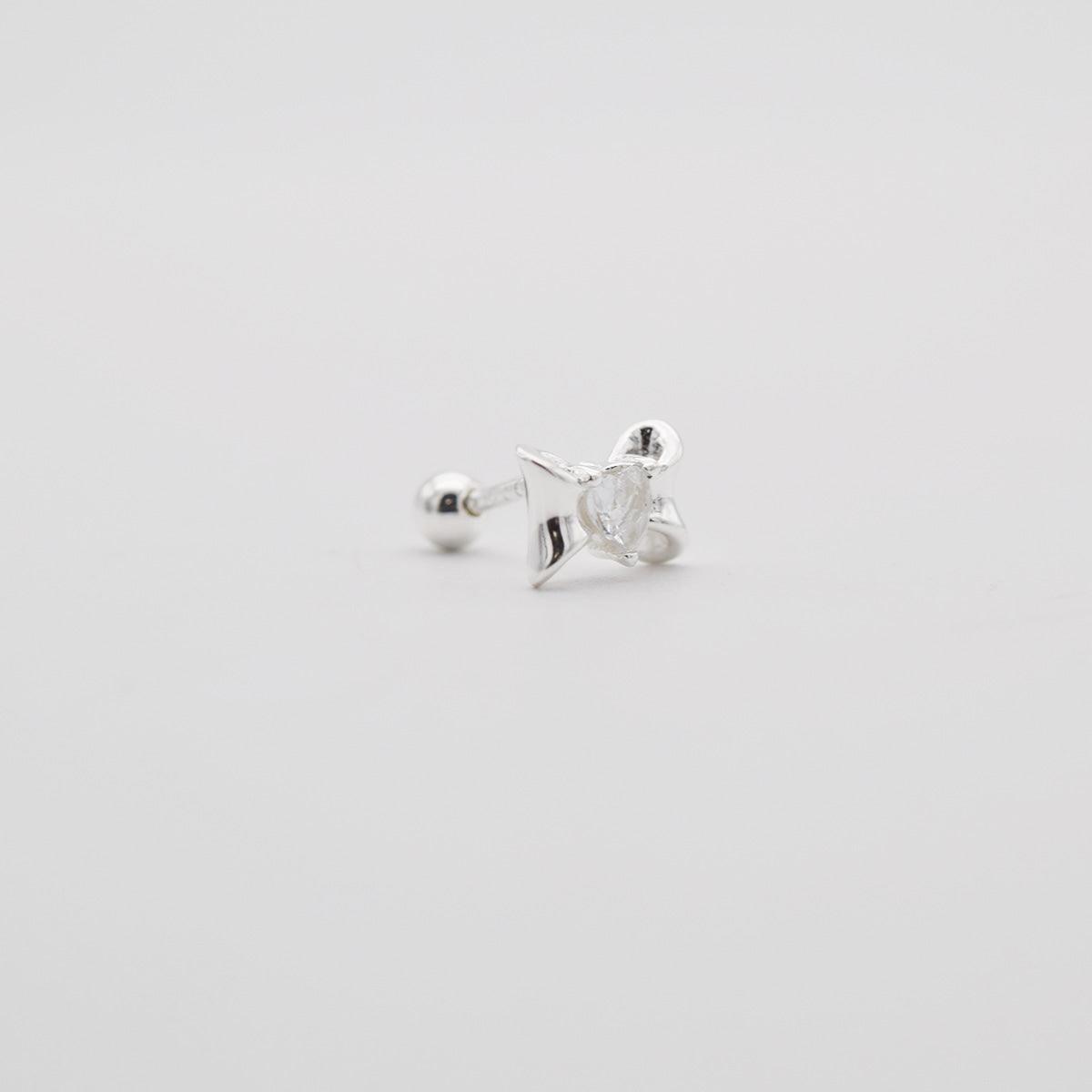 [925 Silver]ユニーク ハート リボン ピアス (5Color) - 4MiLi (フォーミリ)