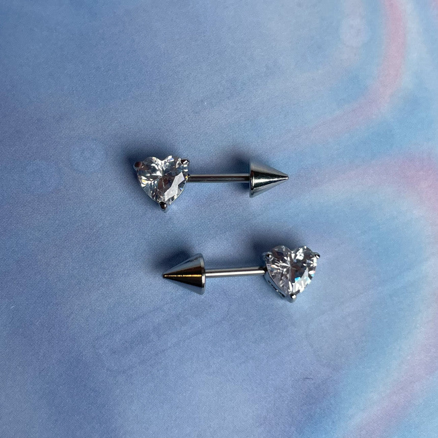 [Surgical] White Heart Cone Helix 16G Body Piercing Cartilage Piercing Single Ear 