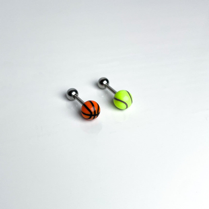 [サージカル]スポーツポップ ボールピアス 野球 テニス バスケットボール (3Type) 16G ボディピアス キャッチ 軟骨ピアス