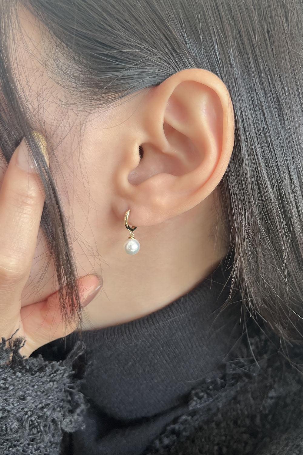 14k pearl drop one touch ring earrings - 4MiLi (フォーミリ)