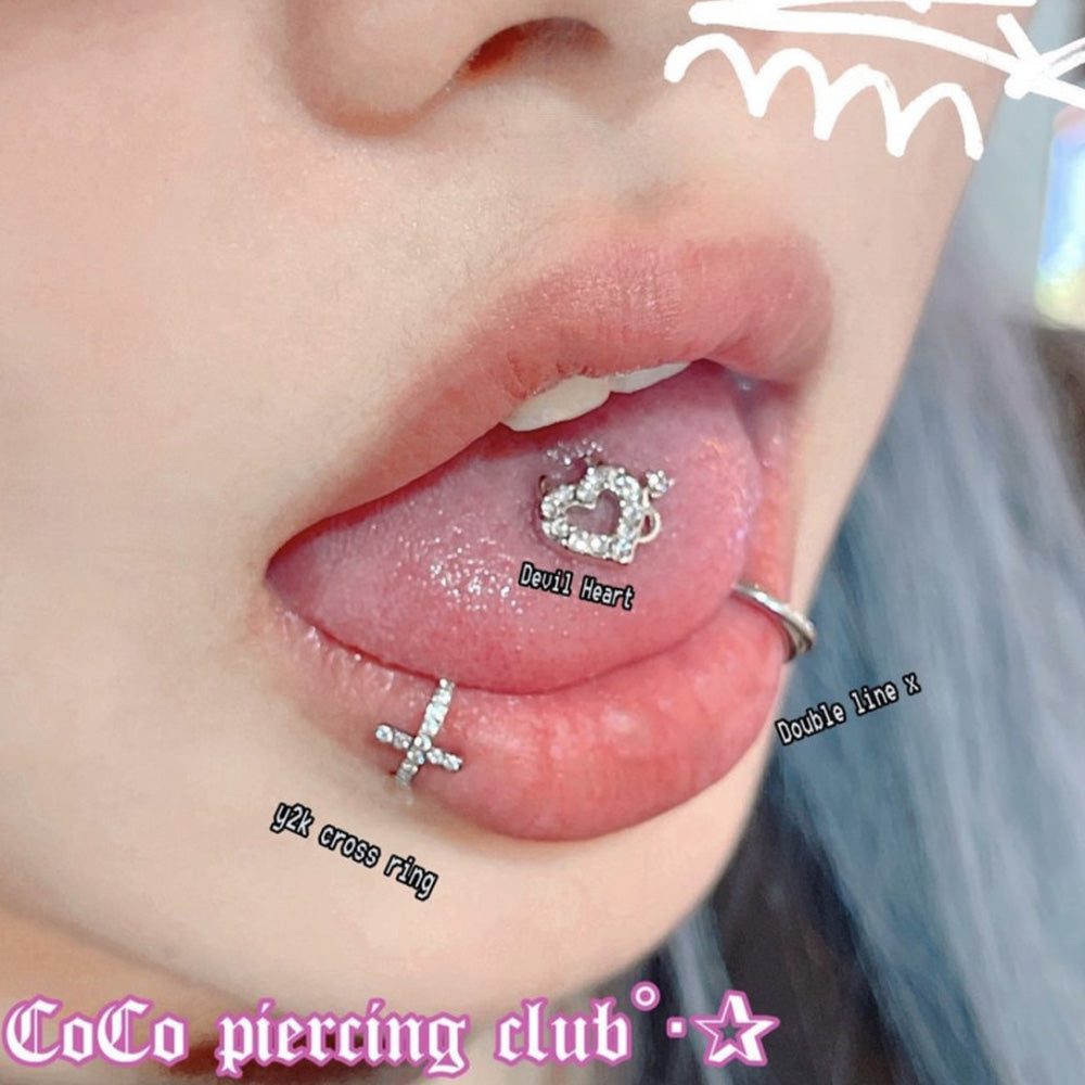 【リップピアス】キュービッククロス セグメントリング オールサージカルステンレス (4 Size) 唇ピアス ボディピアス 16G