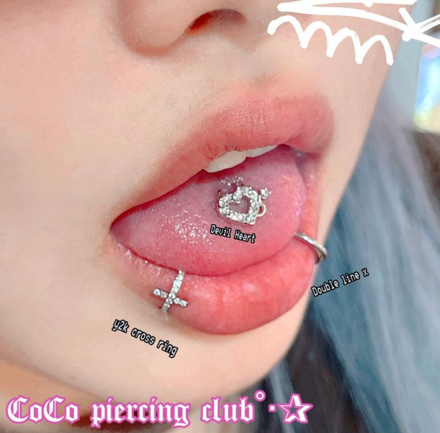 【リップピアス】キュービッククロス セグメントリング オールサージカルステンレス (4 Size) 唇ピアス ボディピアス 16G