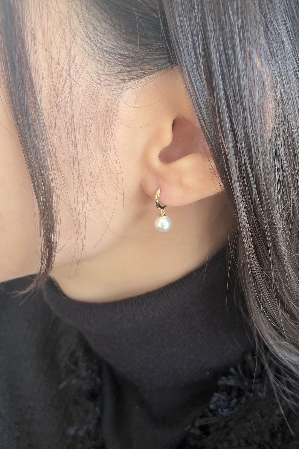 14k pearl drop one touch ring earrings - 4MiLi (フォーミリ)