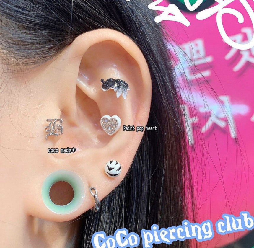 [Surgical] Diploma Lettering Alphabet (4Tpye) 16G Body Piercing COCO.MADE