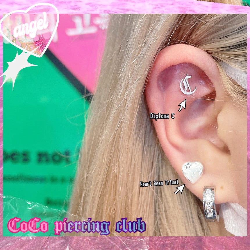 [Surgical] Diploma Lettering Alphabet (4Tpye) 16G Body Piercing COCO.MADE