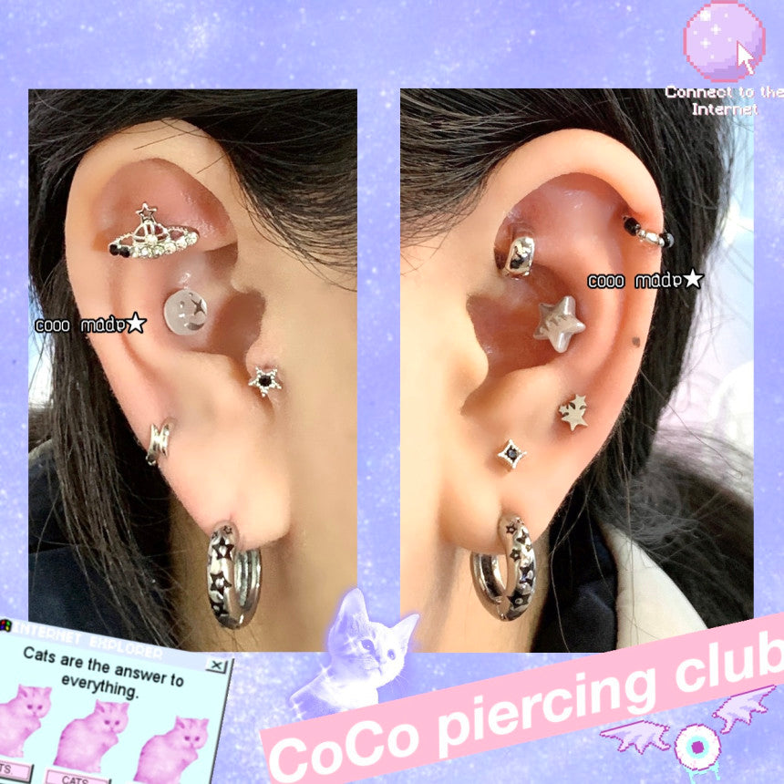 [Surgical] Melting Chrome Star 16G Body Piercing COCO.MADE