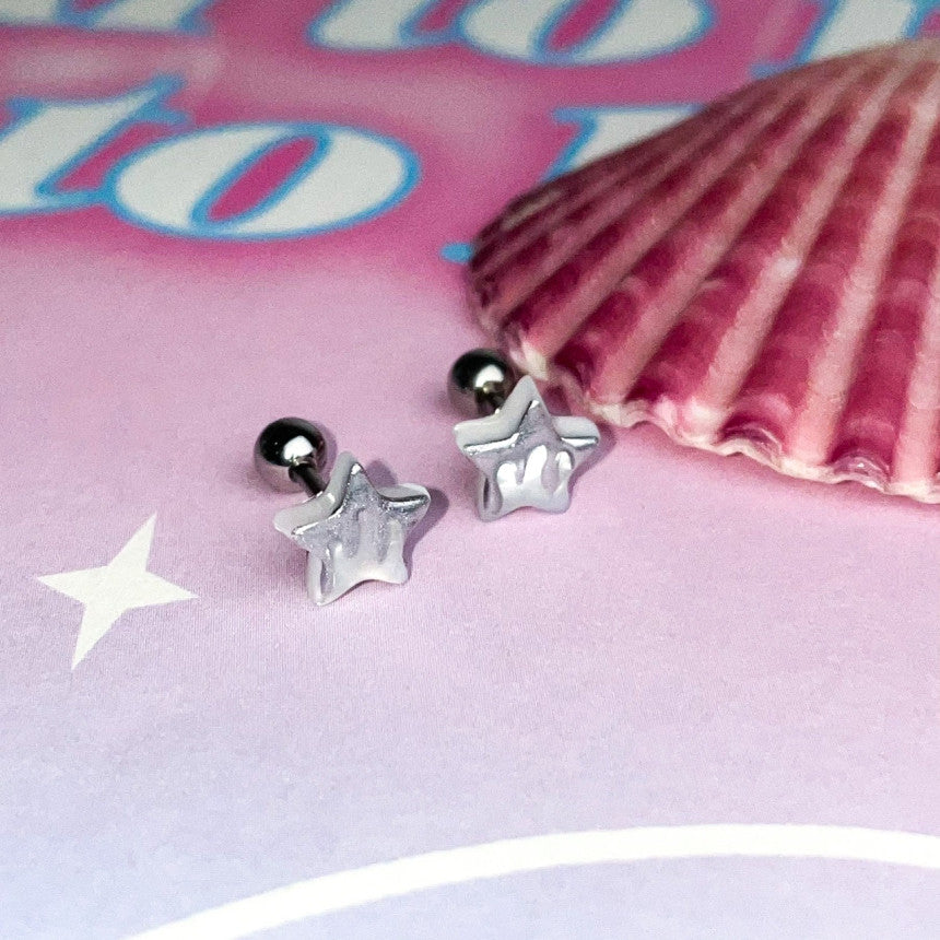 [Surgical] Melting Chrome Star 16G Body Piercing COCO.MADE