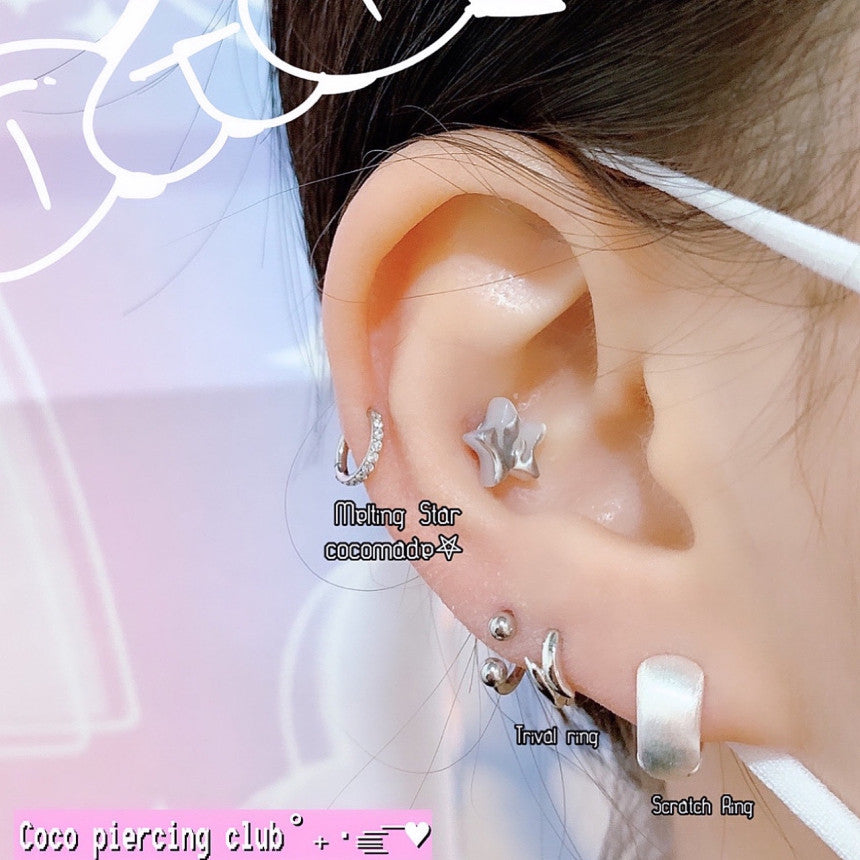 [Surgical] Melting Chrome Star 16G Body Piercing COCO.MADE