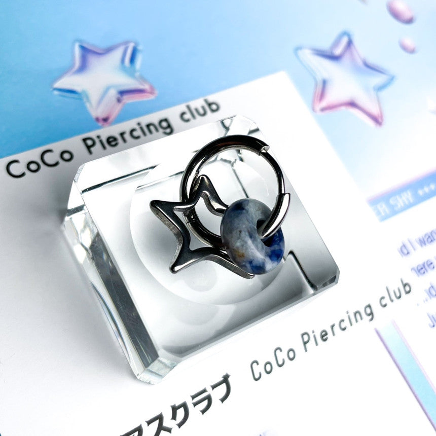 [サージカル]原石 ドーナツ 天の川の星 リングピアス (6Color) 18G COCO.MADE